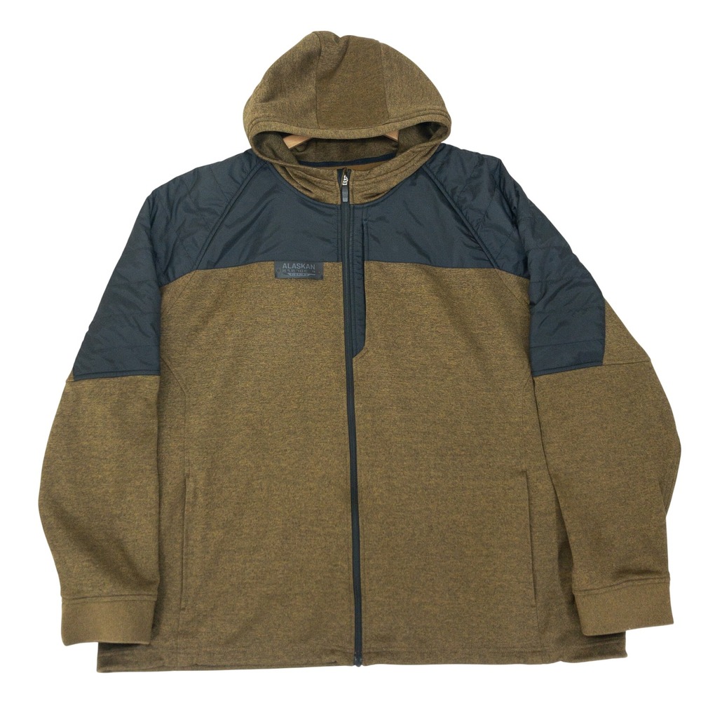Alaskan Hardgear Hoodie‎ Mens 3XL Brown Quilted Shoulder Full Zip King Crab